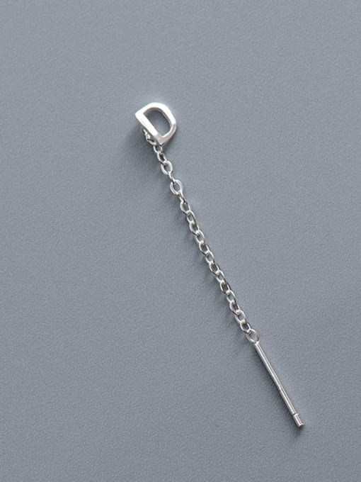 ES2180 [Single D Letter] 925 Sterling Silver Tassel Minimalist Threader Earring